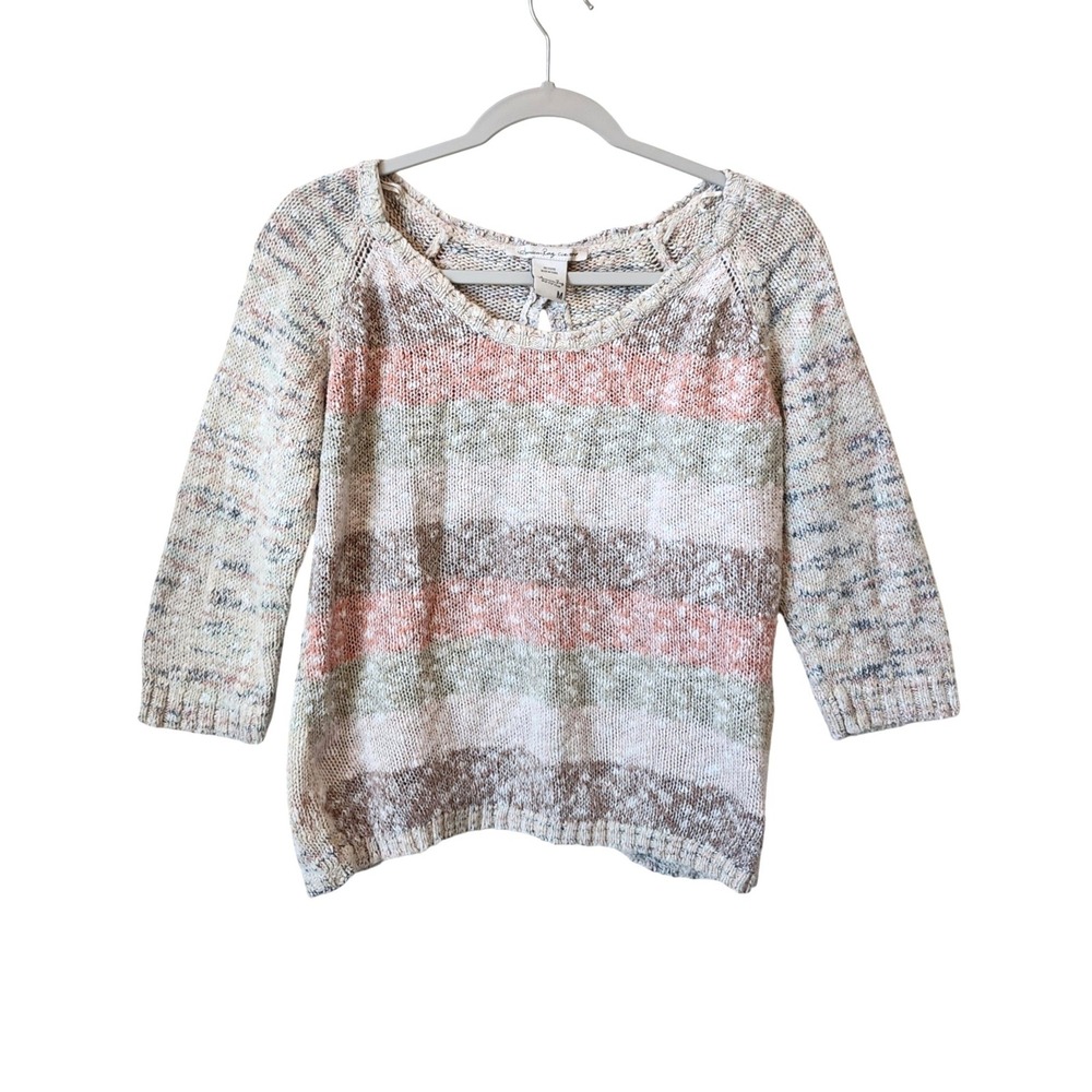 American Rag Striped Open Back Knit Sweater Womens Earthy Boho, Size M
